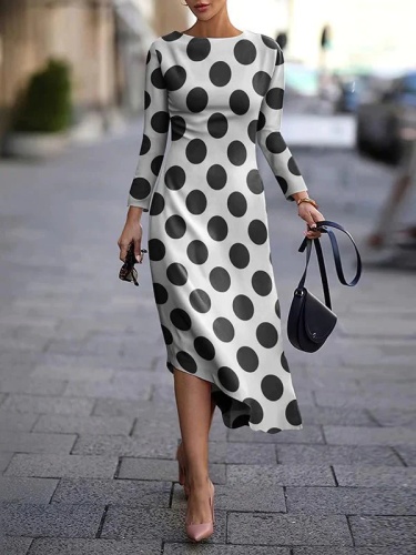 Women's Dresses Printed Long Sleeve Irregular Maxi Dresses