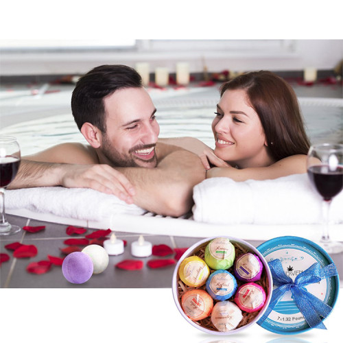 Bath Bomb with 7 Pcs/set Fizzies Spa Kit Perfect for Moisturizing Skin, 100% natural cbd bath bomb for her as a gift