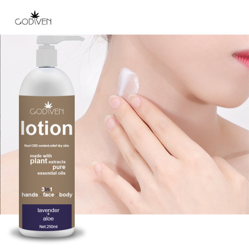 Natural cbd body lotion bottle with real Hemp oil, enriched cannabiniols content good for relaxing dry and tired skin