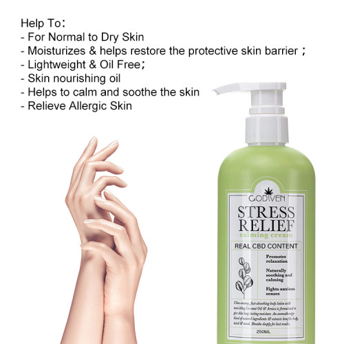 100% natural hemp body lotion cream with real cbd content, enriched cannabiniols help to moisturizing dry skin