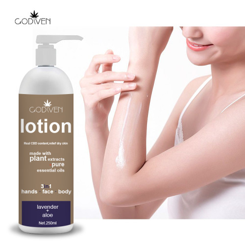 Natural cbd body lotion bottle with real Hemp oil, enriched cannabiniols content good for relaxing dry and tired skin