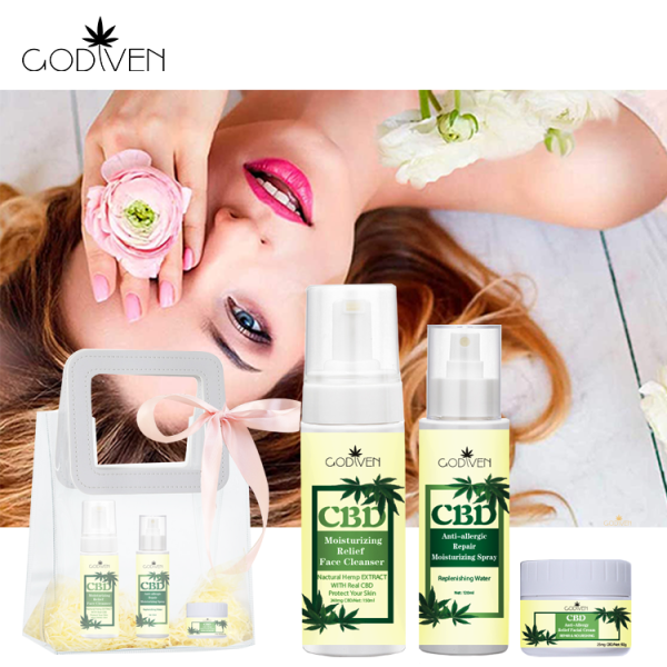 Wholesale Cbd Content Shrink Pores Oil Control Anti Aging Face Brighter Whitening Gifts Set Skin Care