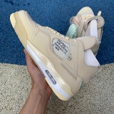 Authentic OFF-WHITE x Air Jordan 4 “Sail” GS