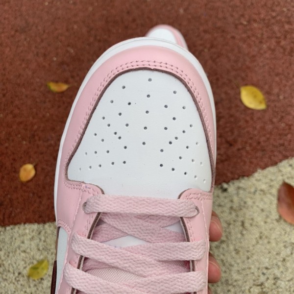 pink red and white dunks