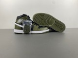  Jordan 1 Mid Black White Olive