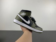  Jordan 1 Mid Black White Olive