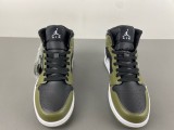  Jordan 1 Mid Black White Olive