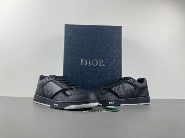Dior B27 Low Black Dior Oblique Galaxy Leather Grey