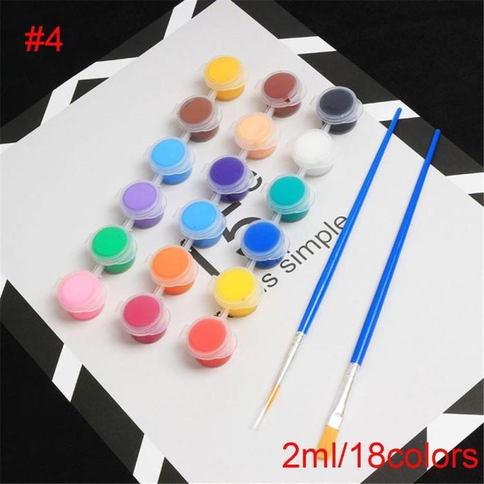 18/24 Colors Acrylic Paints With 2 Brushs Pigment Set ART6205