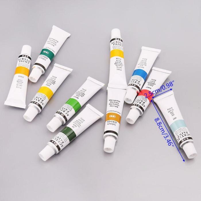 24 Colors Acrylic Paints Set 12ml Tubes Drawing Painting Pigment