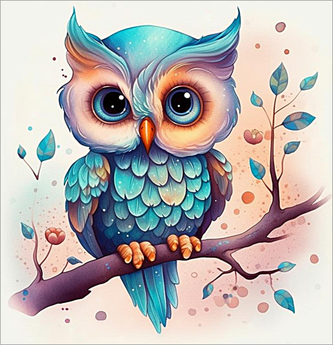 Owl Diy Paint By Numbers Kits UK For Adult Kids MJ9745