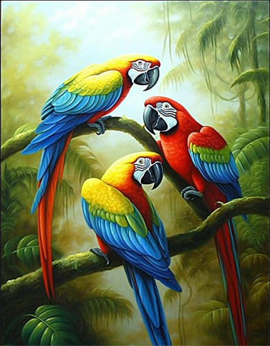 Parrot Diy Paint By Numbers Kits UK For Adult Kids MJ2325