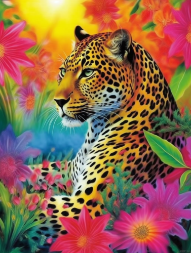 Leopard Paint By Numbers Kits UK MJ9453