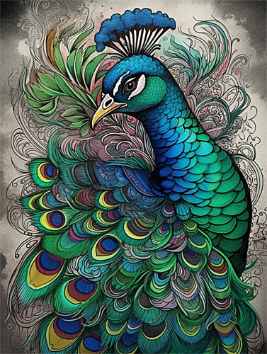 Peacock Paint By Numbers Kits UK MJ1612