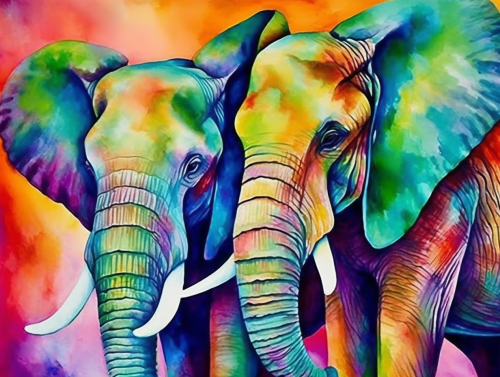 Elephant Paint By Numbers Kits UK MJ1380