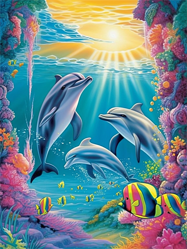 Dolphin Diy Paint By Numbers Kits UK For Adult Kids MJ1759