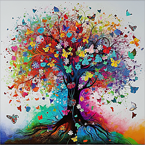 Tree Diy Paint By Numbers Kits UK For Adult Kids MJ8653