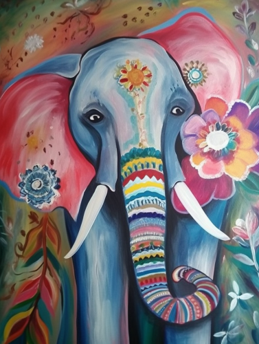 Elephant Paint By Numbers Kits UK MJ1371