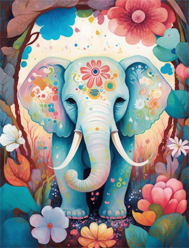 Elephant Paint By Numbers Kits UK MJ1351