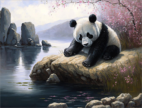 Panda Diy Paint By Numbers Kits UK For Adult Kids MJ8099