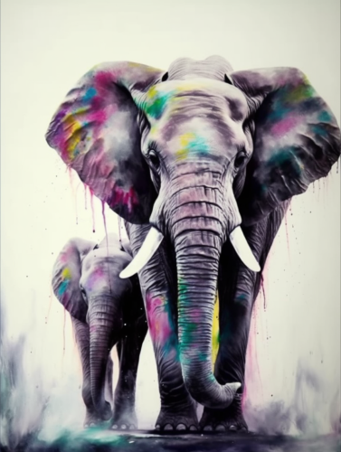 Elephant Paint By Numbers Kits UK MJ1323