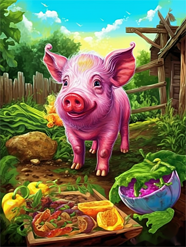 Pig Paint By Numbers Kits UK MJ8192
