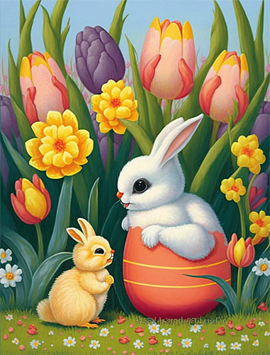 Rabbit Paint By Numbers Kits UK MJ9830