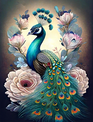 Peacock Paint By Numbers Kits UK MJ1619