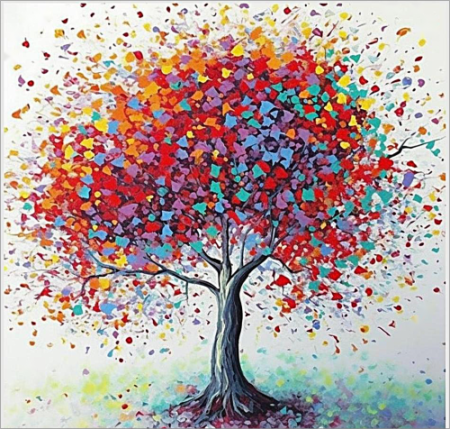 Tree Diy Paint By Numbers Kits UK For Adult Kids MJ8652