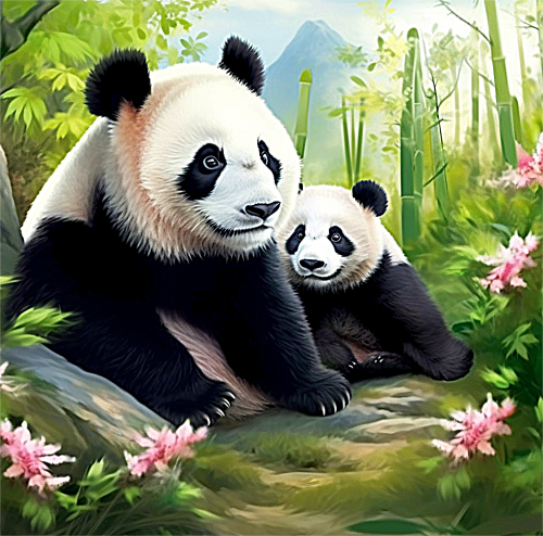 Panda Diy Paint By Numbers Kits UK For Adult Kids MJ8060