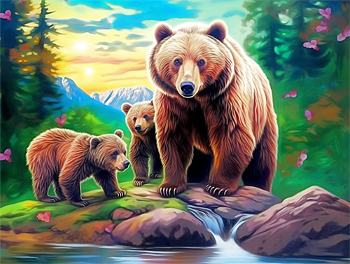 Bear Paint By Numbers Kits UK MJ2208