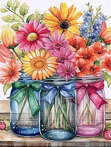 Flower Paint By Numbers Kits UK MJ2561