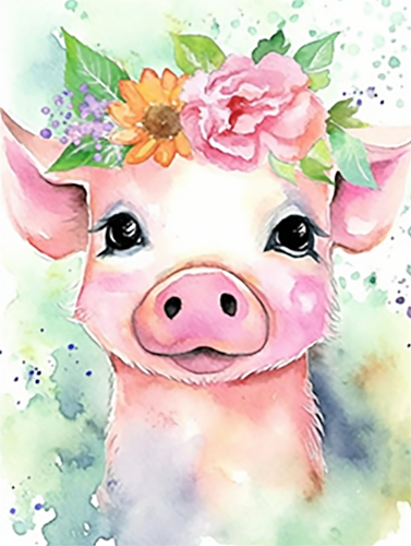 Pig Paint By Numbers Kits UK MJ8193