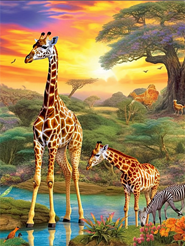 Giraffe Paint By Numbers Kits UK MJ2241