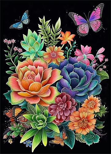 Flower Paint By Numbers Kits UK MJ2559