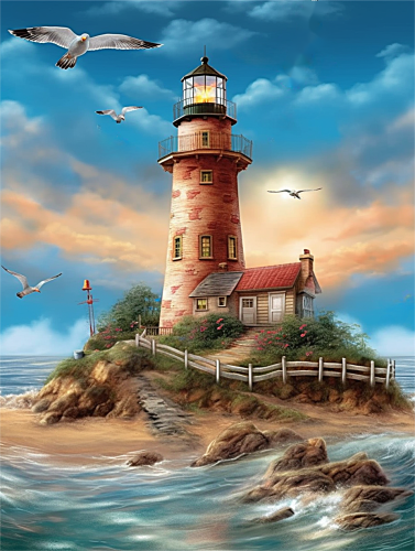 Lighthouse Paint By Numbers Kits UK MJ8428
