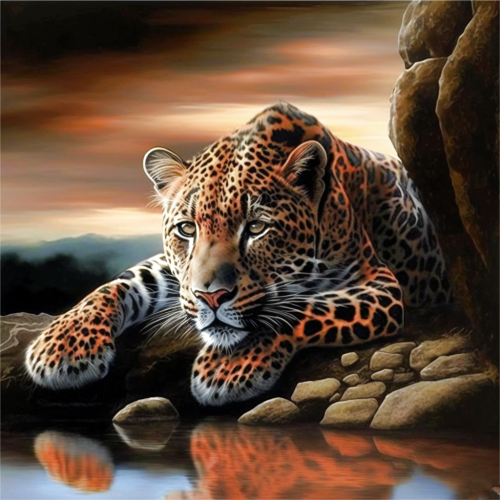 Leopard Diy Paint By Numbers Kits UK For Adult Kids MJ9418