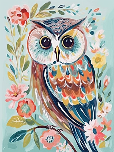 Owl Paint By Numbers Kits UK MJ9784