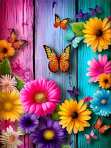 Flower Paint By Numbers Kits UK MJ2592