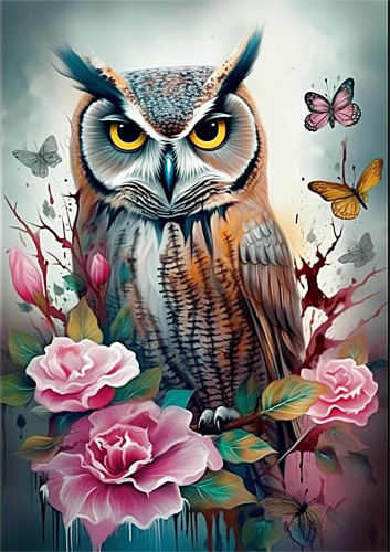 Owl Paint By Numbers Kits UK MJ9785