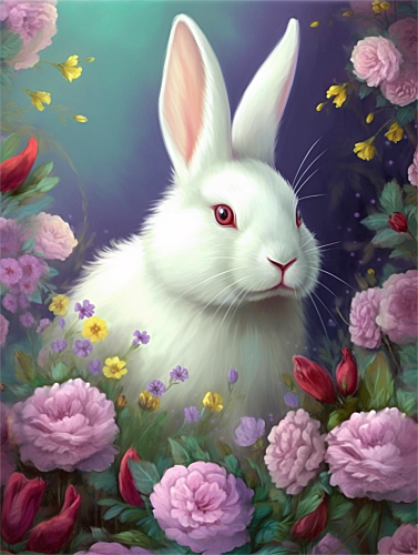 Rabbit Paint By Numbers Kits UK MJ9851