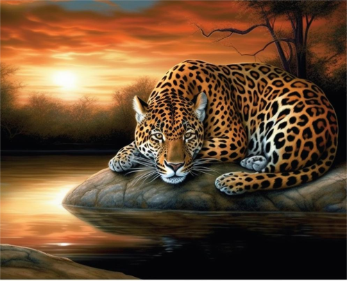Leopard Paint By Numbers Kits UK MJ9472