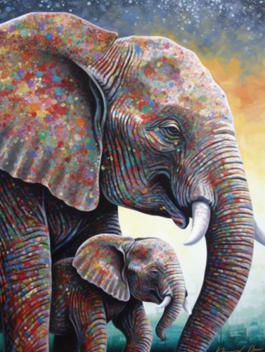 Elephant Paint By Numbers Kits UK MJ1340