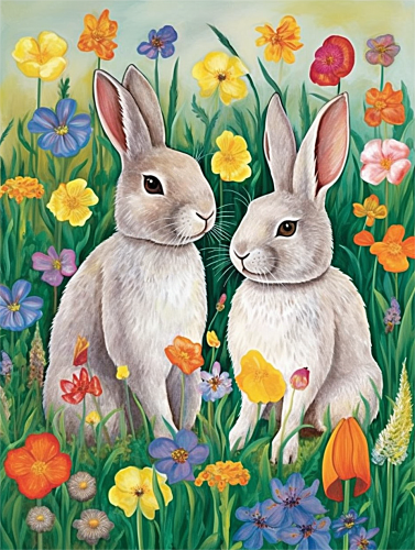 Rabbit Paint By Numbers Kits UK MJ9856