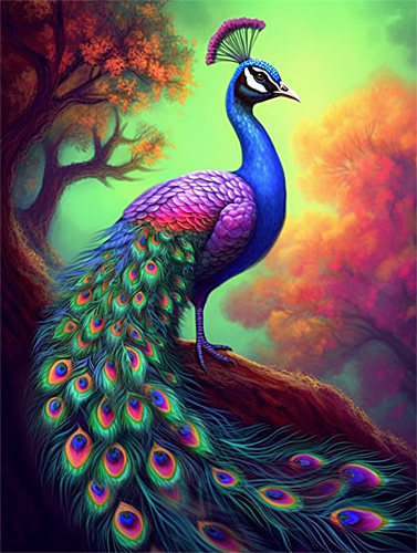 Peacock Paint By Numbers Kits UK MJ1600