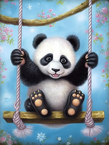 Panda Diy Paint By Numbers Kits UK For Adult Kids MJ8079