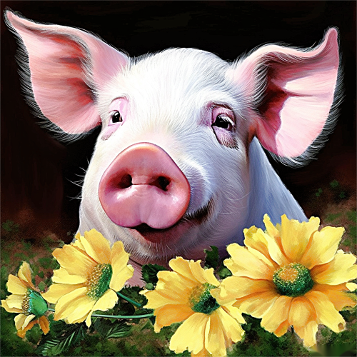 Pig Diy Paint By Numbers Kits UK For Adult Kids MJ8182