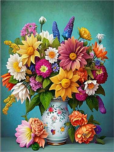 Flower Paint By Numbers Kits UK MJ2499