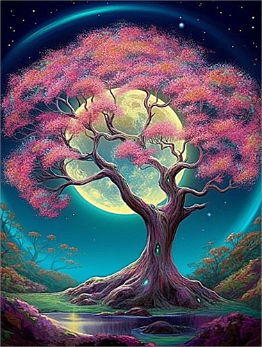 Tree Diy Paint By Numbers Kits UK For Adult Kids MJ8690