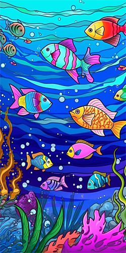 Fish Diy Paint By Numbers Kits UK For Adult Kids MJ8112